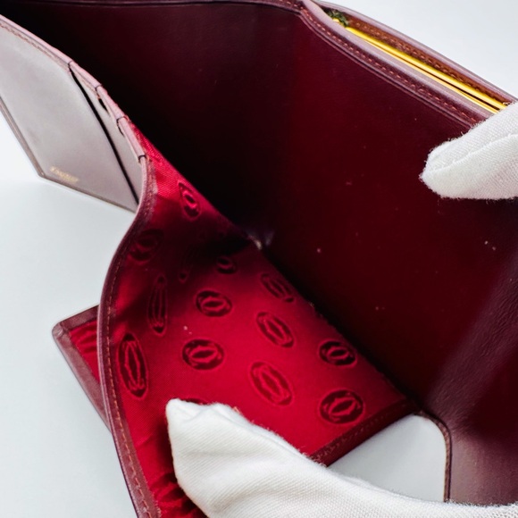 Cartier Burgundy Leather Wallet with Gold Accents - Picture 8 of 11